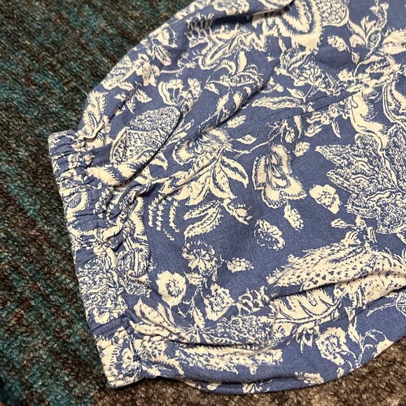 Christian Siriano Blue/Cream Rayon/Linen Blend baggy crop pants  size small - Picture 4 of 9